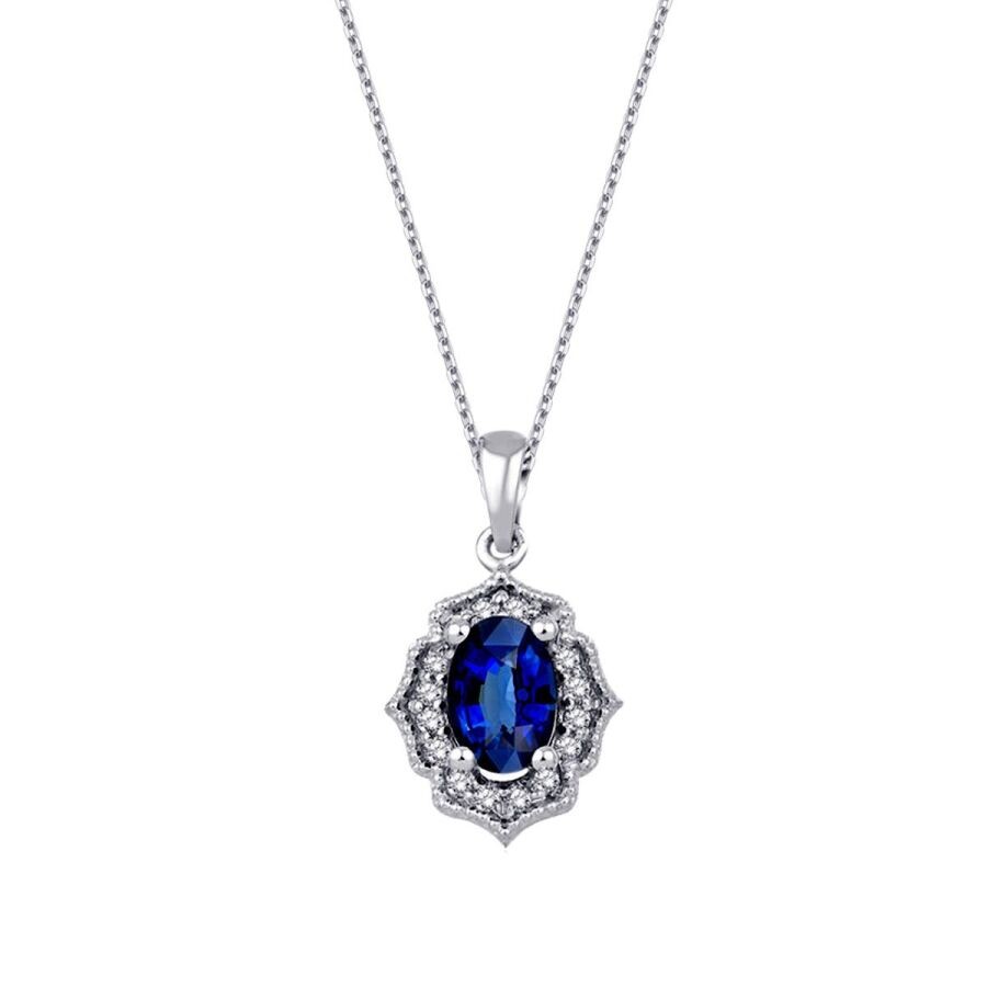 0.69 Carat Diamond Sapphire Necklace