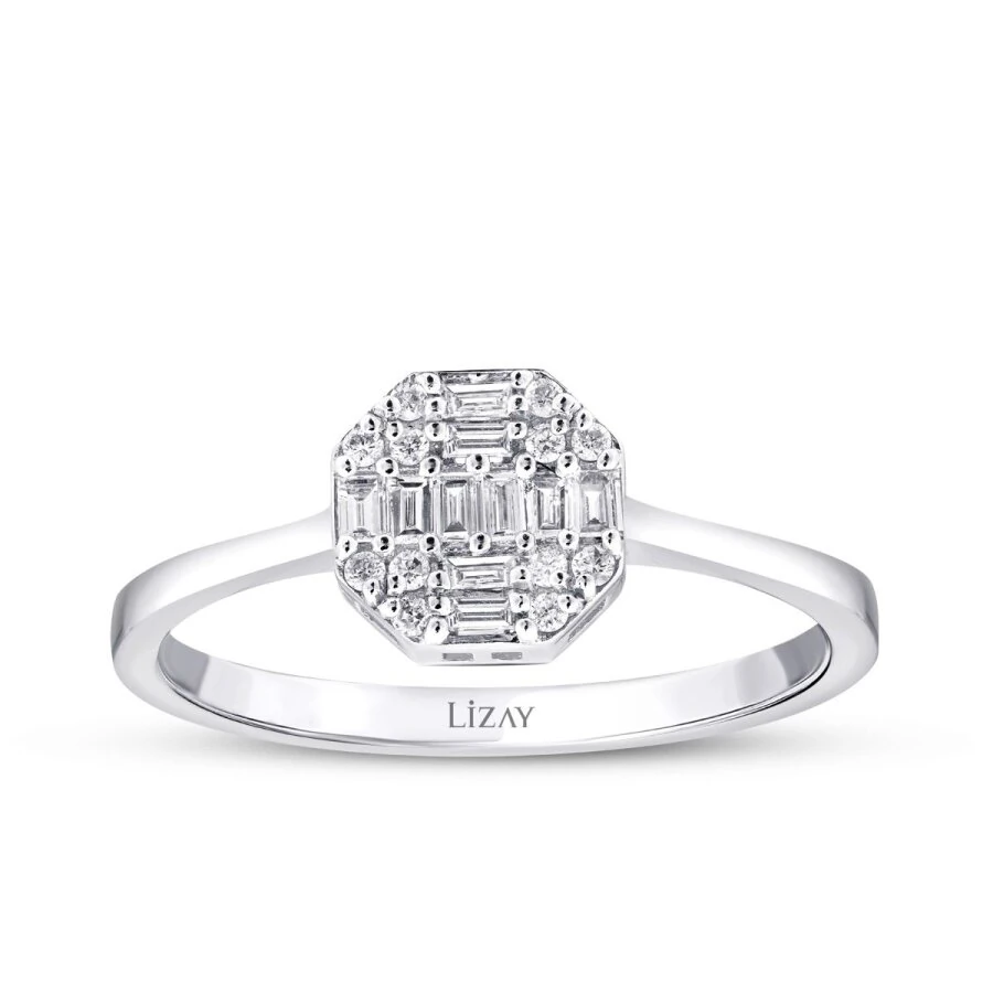 0.24 Carat Diamond Baguette Round Ring