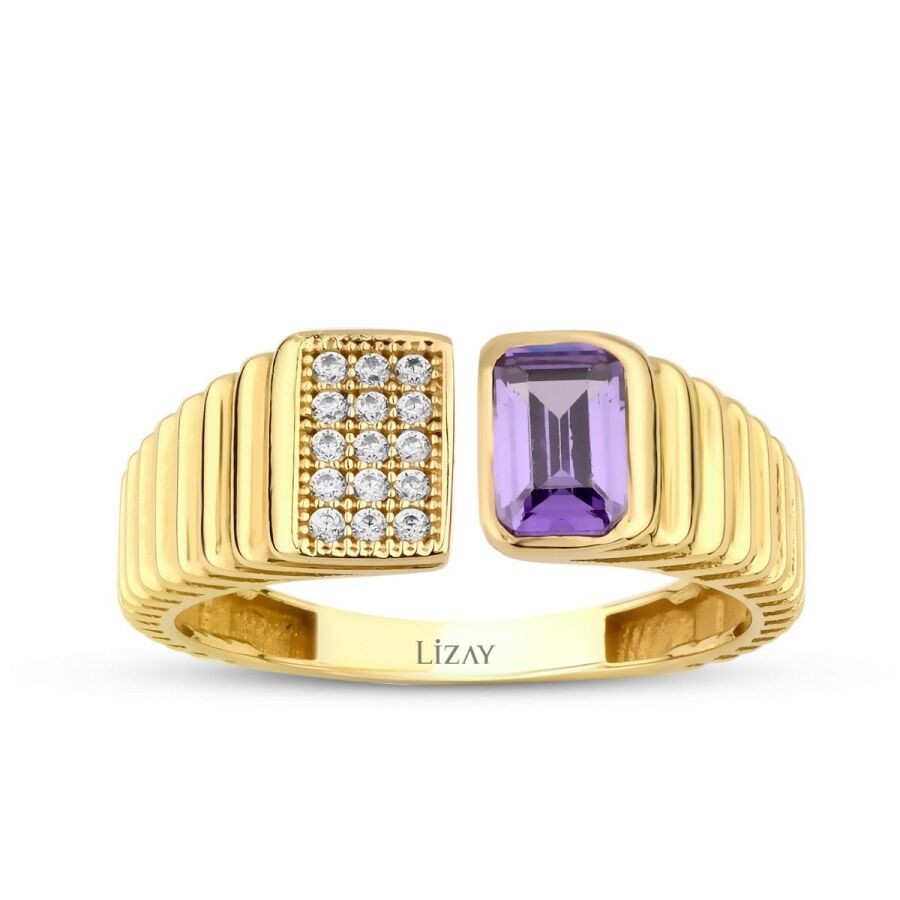 Gold Purple Trend Ring