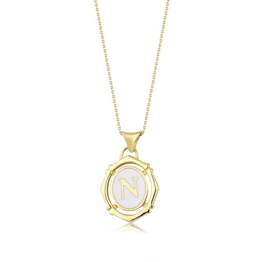 Gold Enamel Letter Necklace