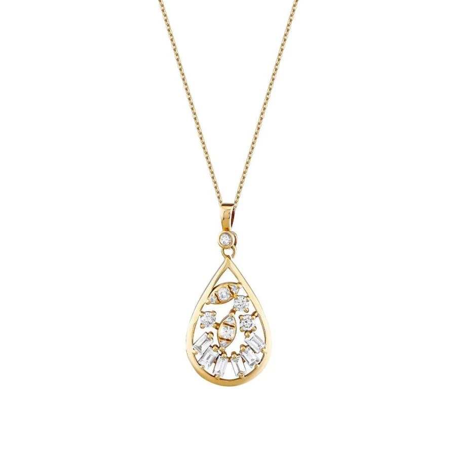 0.37 Carat Diamond Pear Baguette Necklace