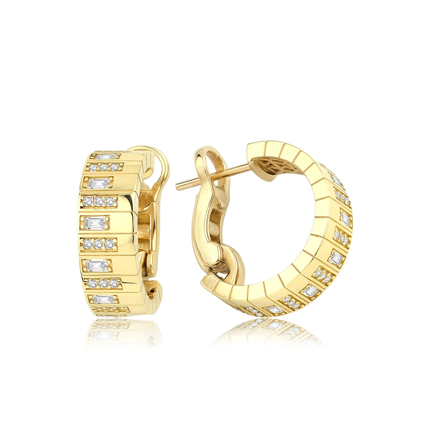 Gold Stone Patterned Hoop Earrings