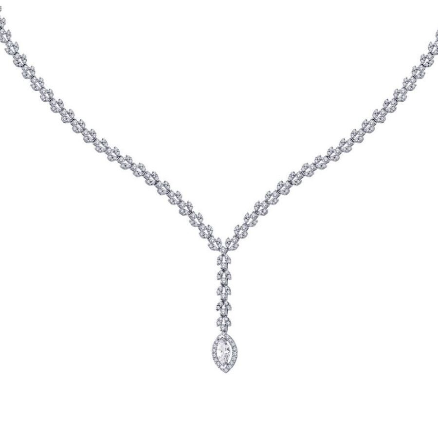Gold Marquise Tennis Necklace