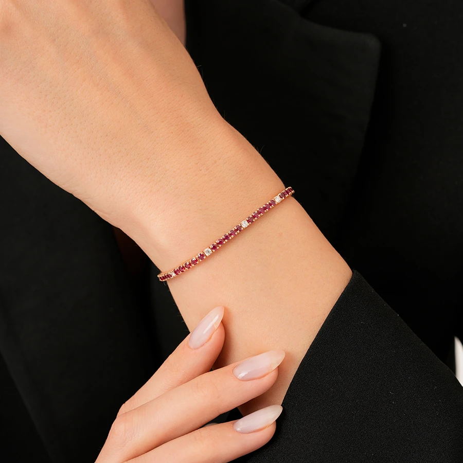 3.97 Carat Diamond Ruby Bracelet