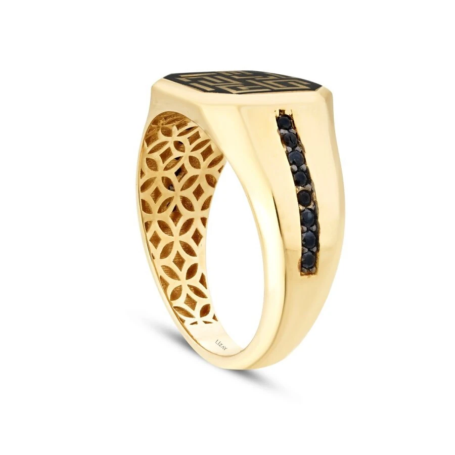 Gold Black Stone Symbol Men’s Ring