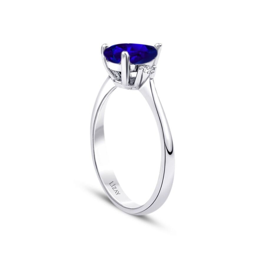 1.32 Carat Diamond Pear Sapphire Ring