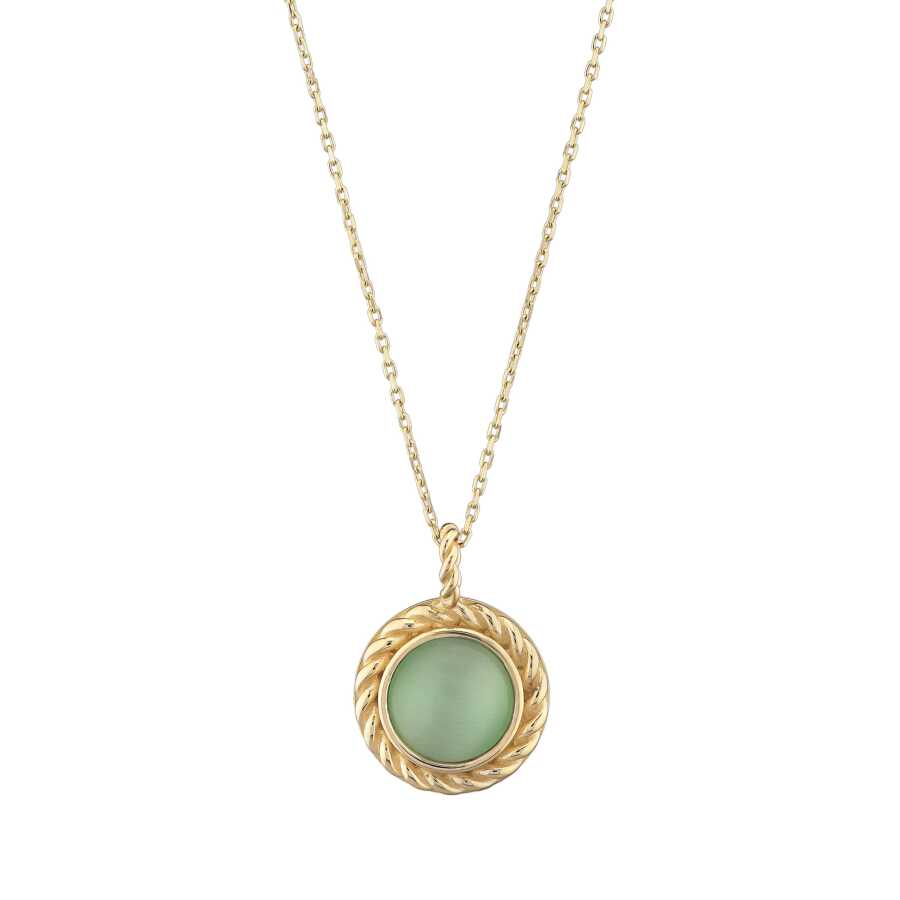 Gold Green Stone Necklace