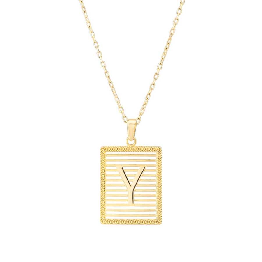 Gold Plate Letter Necklace