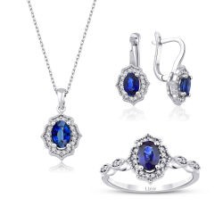 2.55 Carat Diamond Sapphire Set