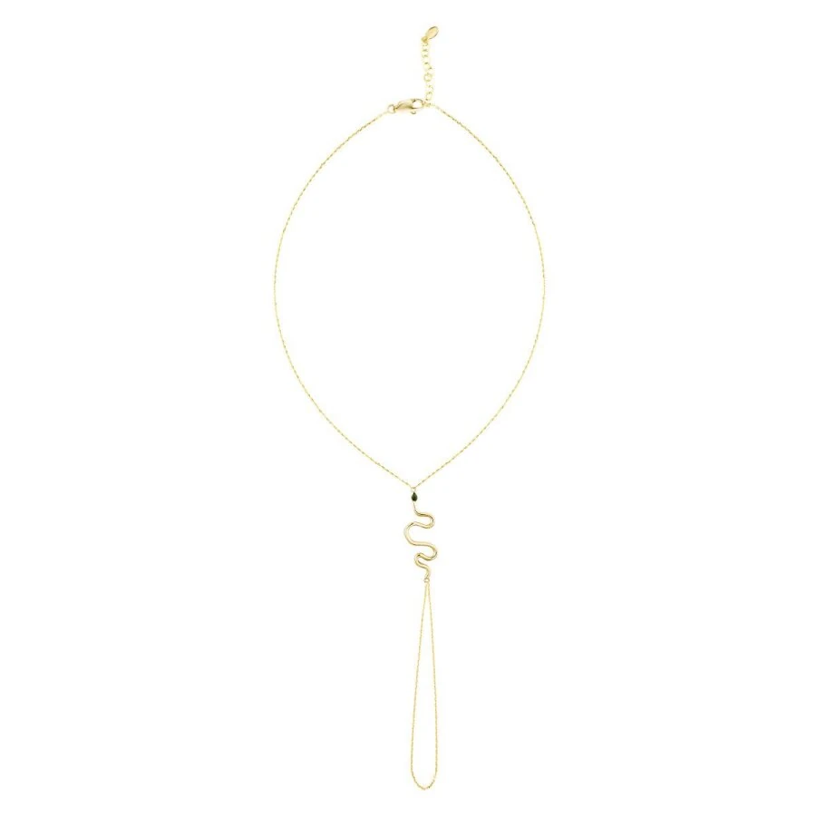 Gold Stone Snake Hand Chain Bracelet