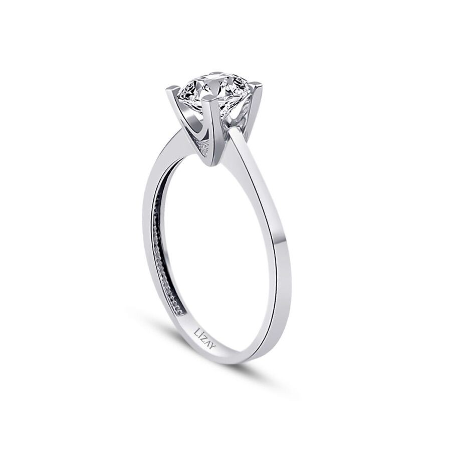 Gold Round Solitaire Engagement Ring