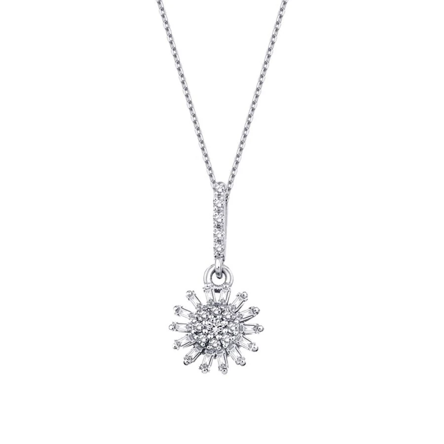 0.14 ct. Diamant Blumen Baguette Halskette