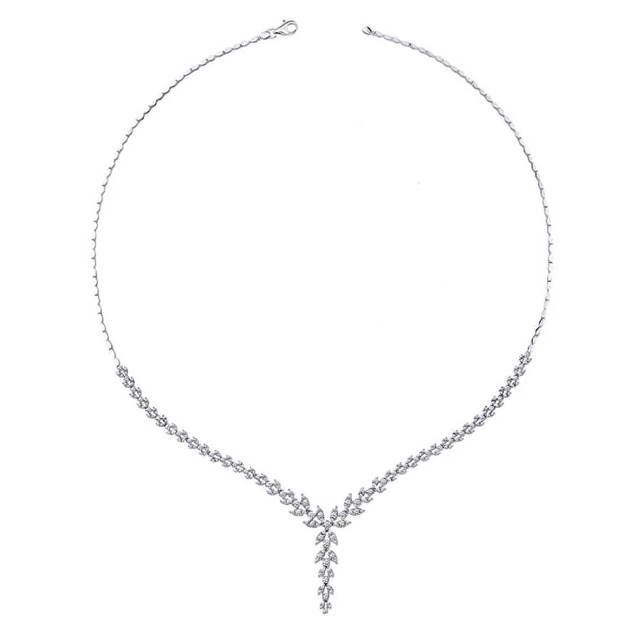 Gold Drop Flower Tennis Collar Necklace