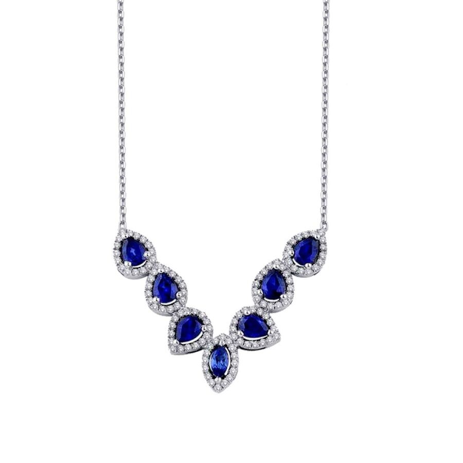 1.78 Carat Diamond Pear Sapphire Necklace