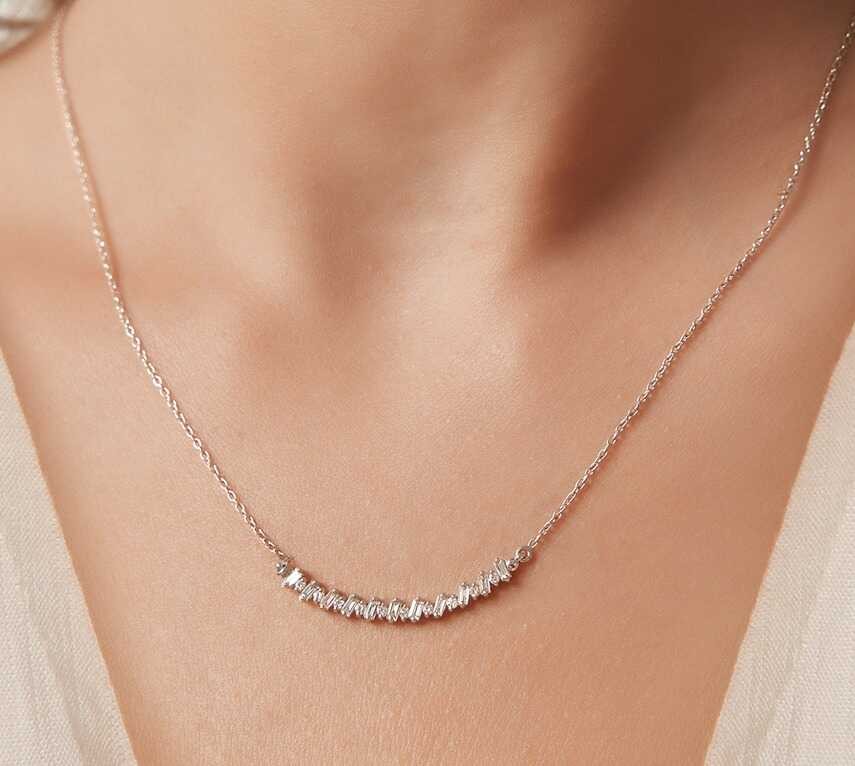 0.26 Carat Diamond Baguette Necklace