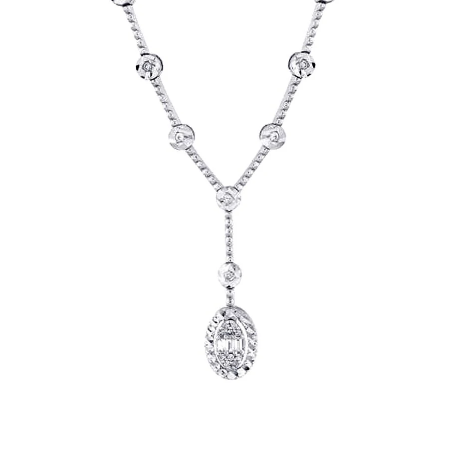 0.10 Carat Diamond Baguette Necklace