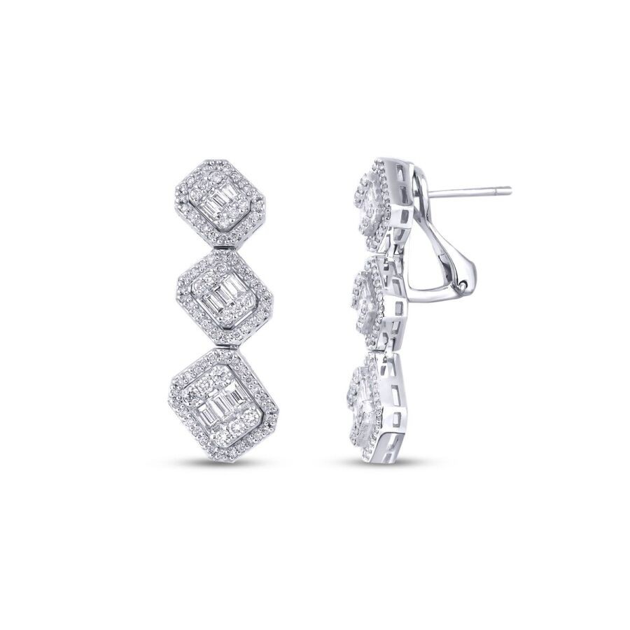 1.30 Carat Diamond Baguette Earrings