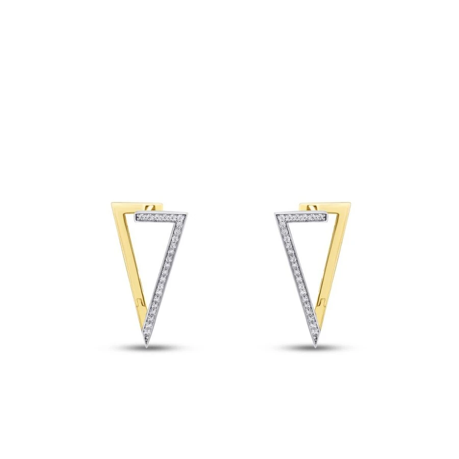 Gold Triangle Stone Earrings