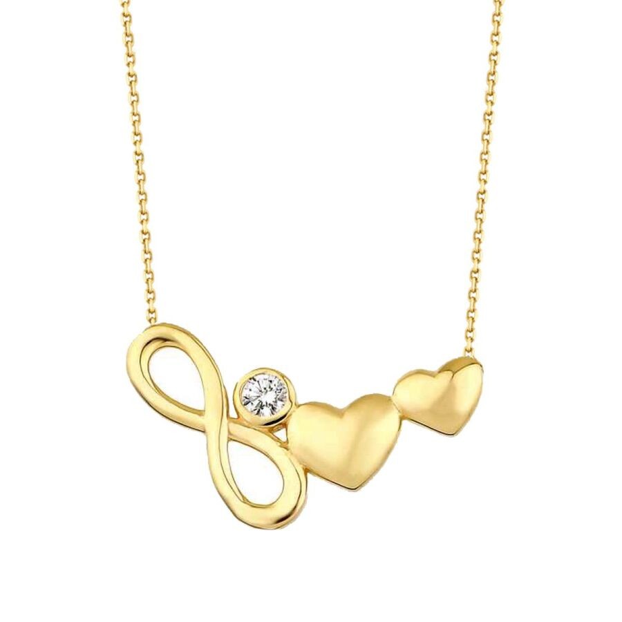 Gold Two Hearts Infinity Necklace
