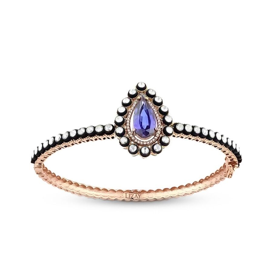4.07 Carat Diamond Sapphire Bangle