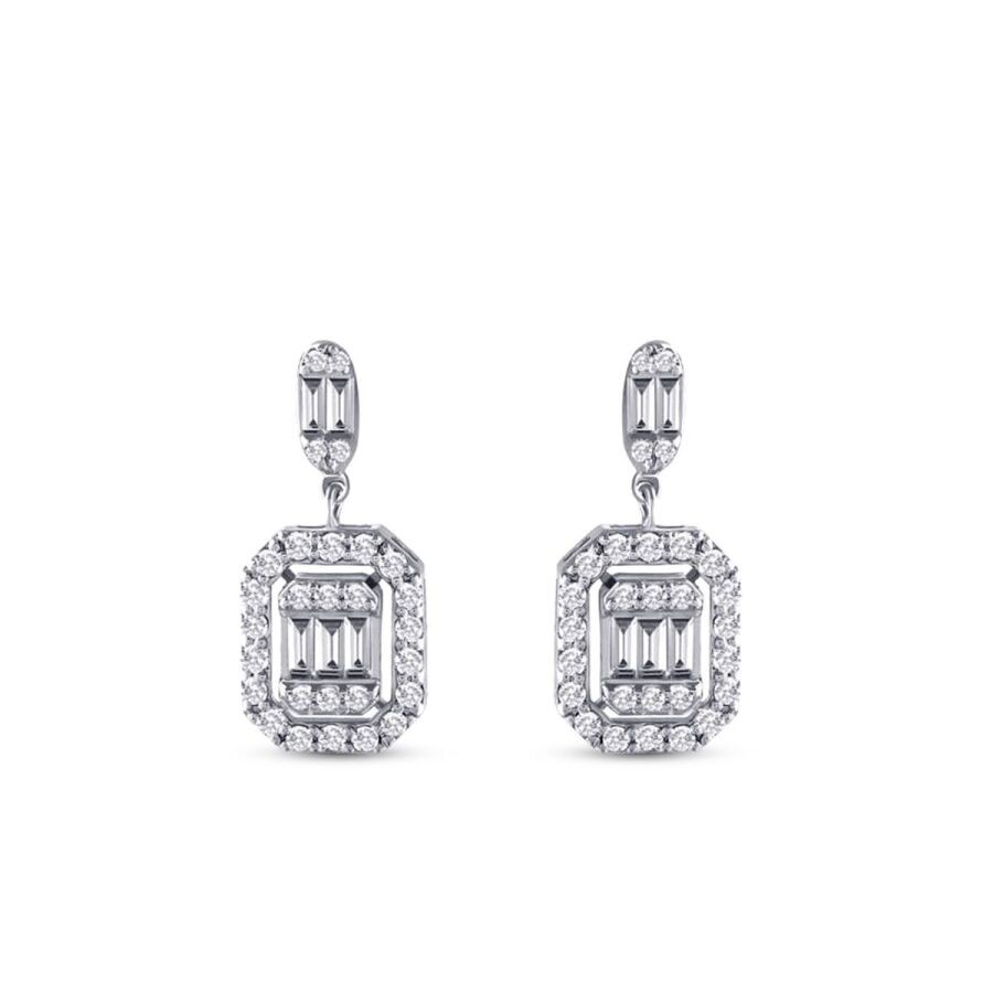 0.59 Carat Diamond Baguette Earrings
