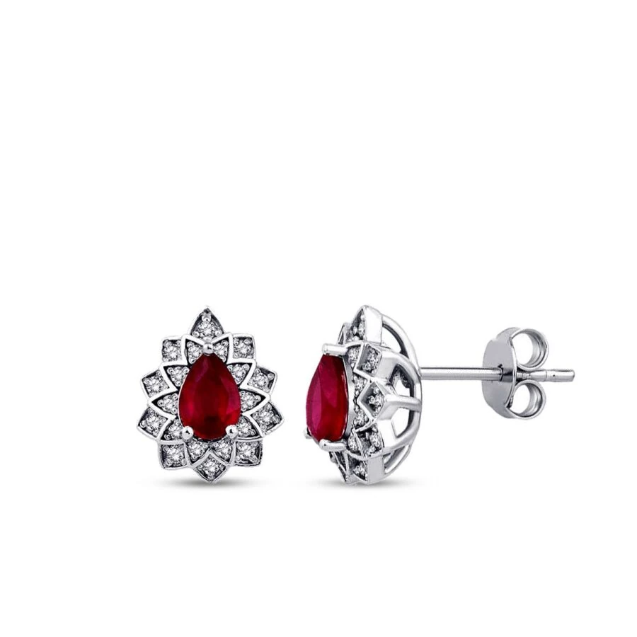 1.48 Carat Diamond Ruby Earrings