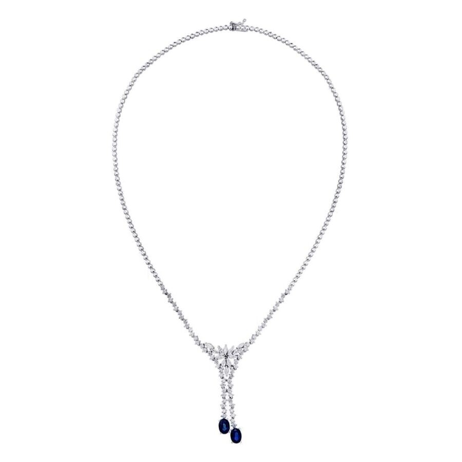 4.28 Carat Diamond Sapphire Necklace