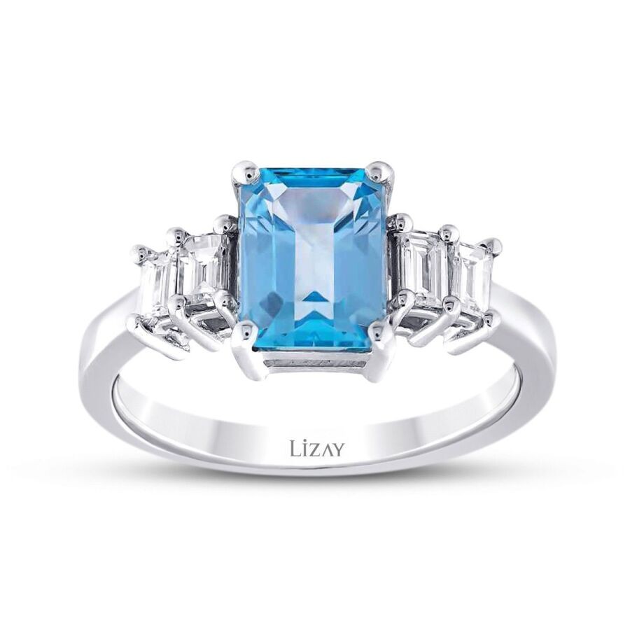 2,44 Karat Diamant Blauer Topas Ring
