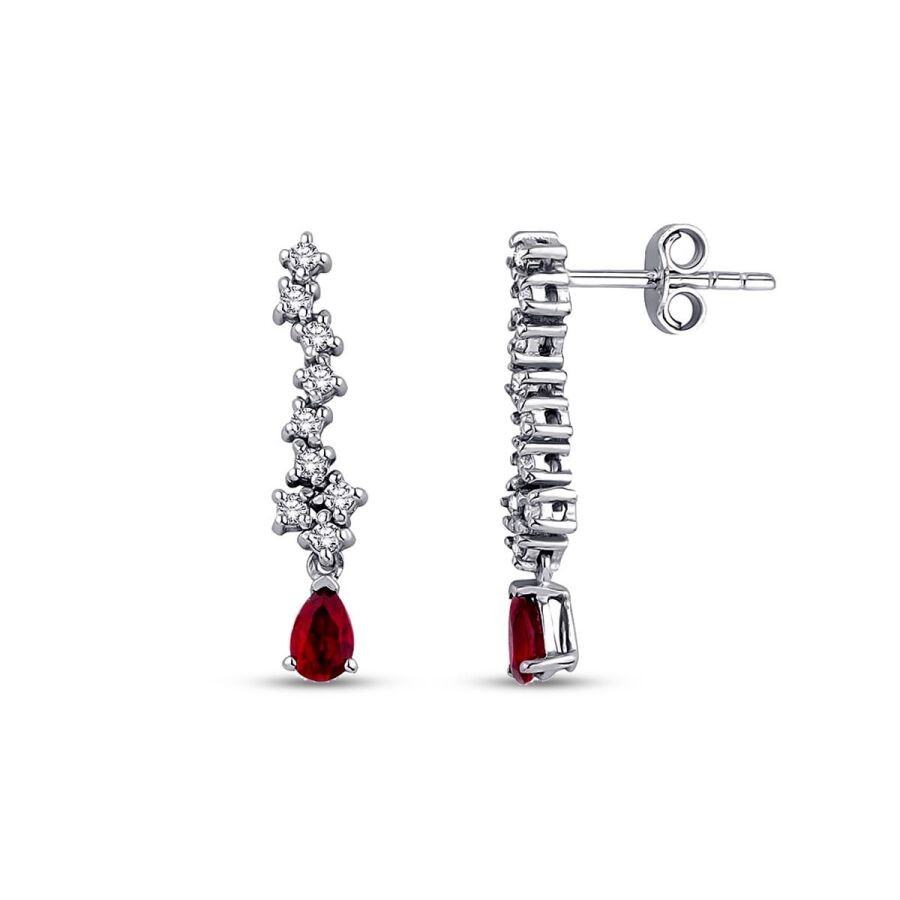 0.84 Carat Diamond Ruby Earrings