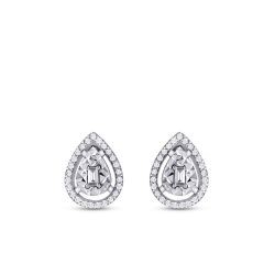 0.21 Carat Diamond Pear Baguette Earrings