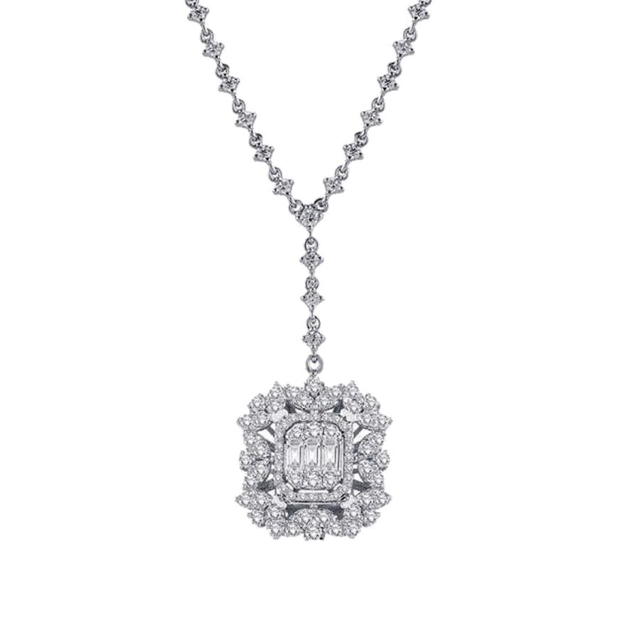 1.47 Carat Diamond Baguette Necklace