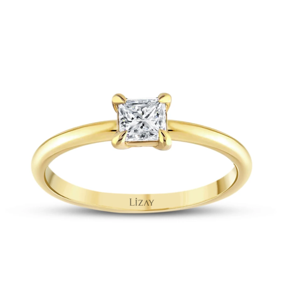 0.50 Carat Diamond Princess Solitaire Engagement Ring