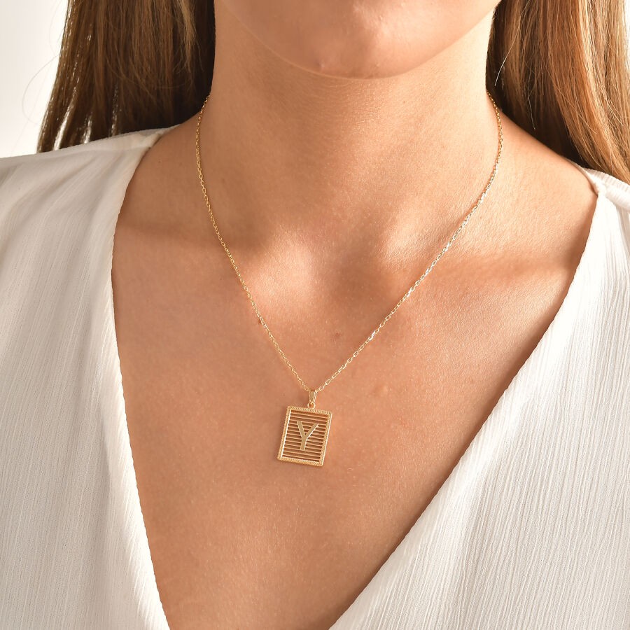Gold Plate Letter Necklace