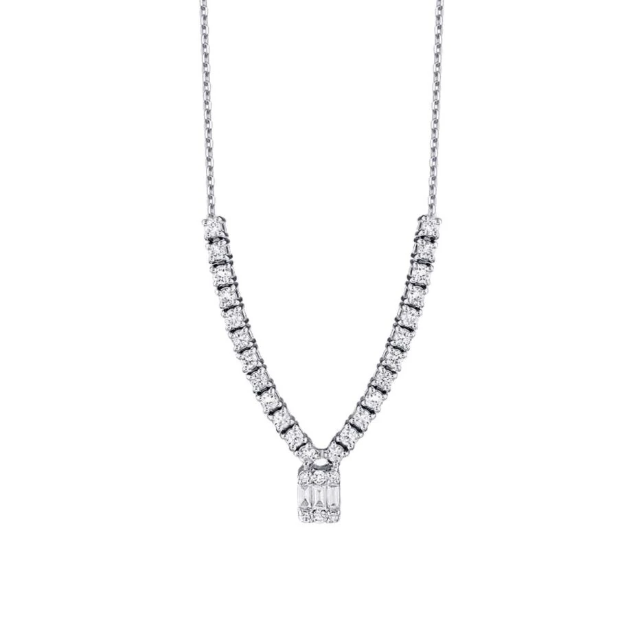 0.56 Carat Diamond Baguette Necklace