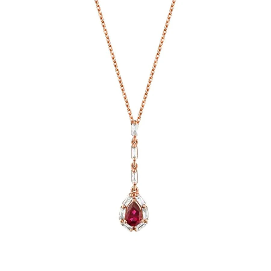 0.75 Carat Diamond Baguette Ruby Necklace