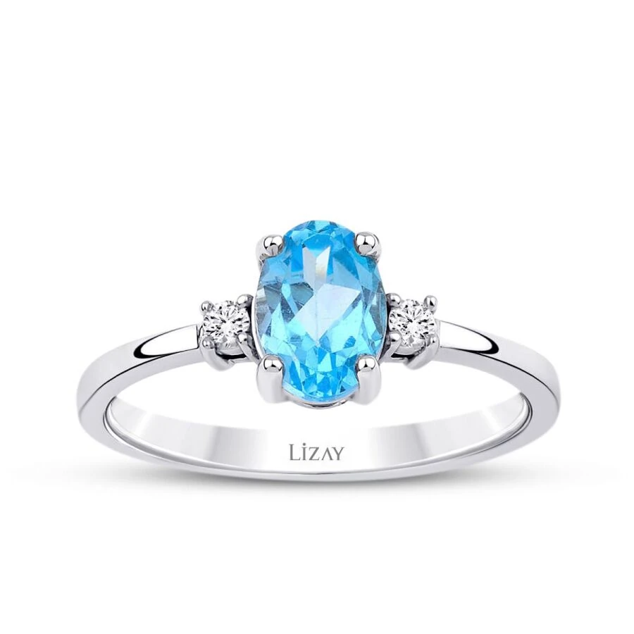 1.07 Carat Diamond Blue Topaz Ring