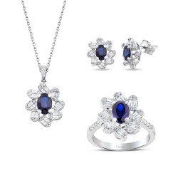 5.52 Carat Diamond Baguette Sapphire Set