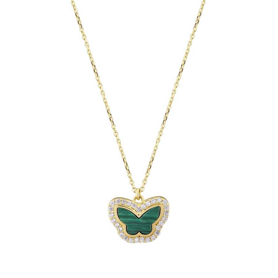 Gold Green Butterfly Necklace