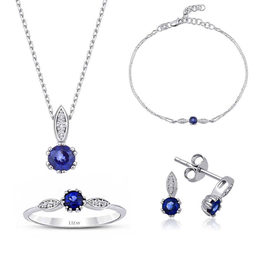 1.65 Carat Diamond Sapphire Set
