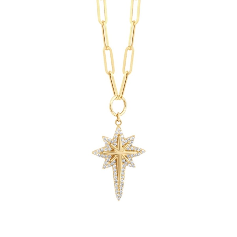 Gold North Star Paperclip Necklace