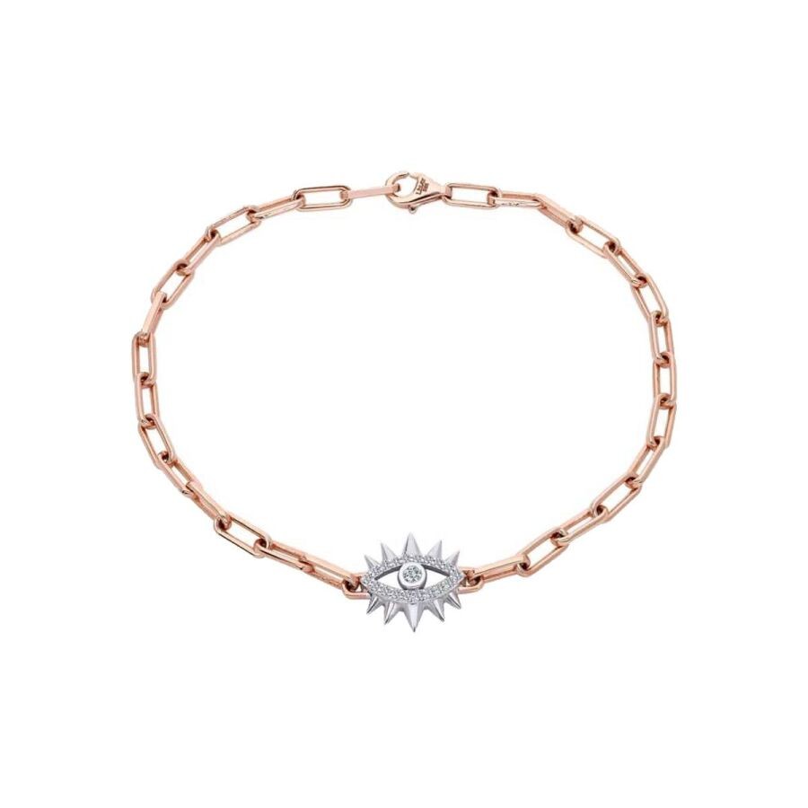 0,14 Karat Diamant Zweifarbiger Schutzauge Armband