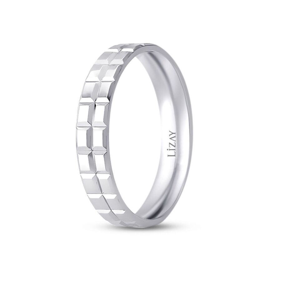 Modern White Gold Wedding Band