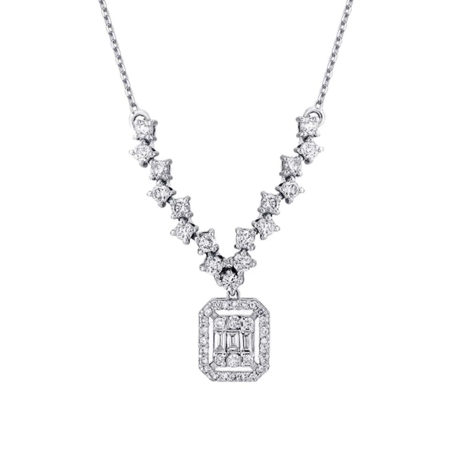 0.57 Carat Diamond Baguette Necklace