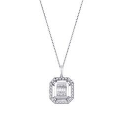 0.14 Carat Diamond Baguette Necklace
