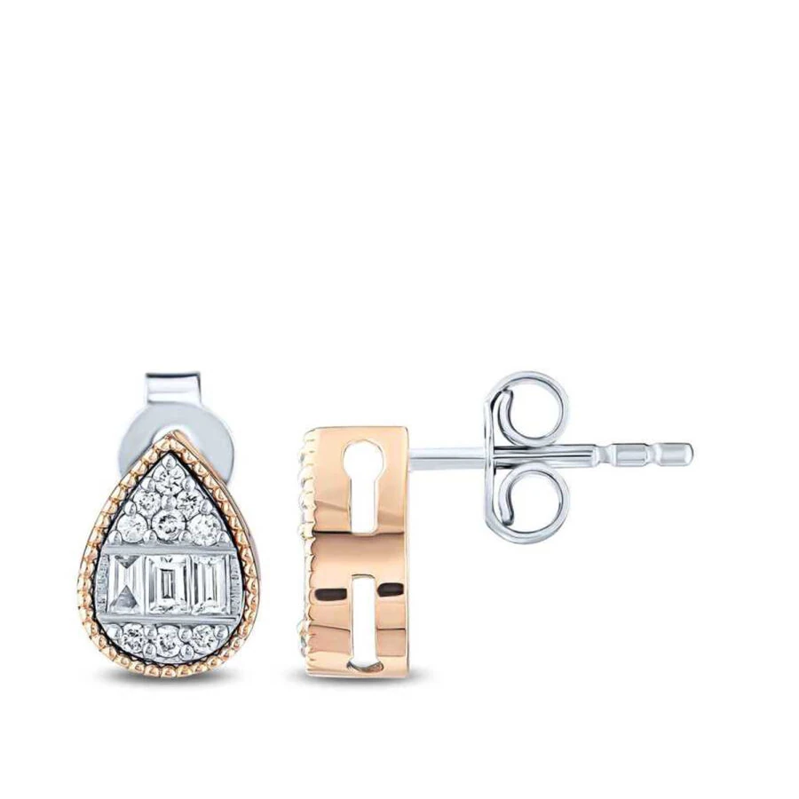 0.23 Carat Diamond Baguette Pear Earrings