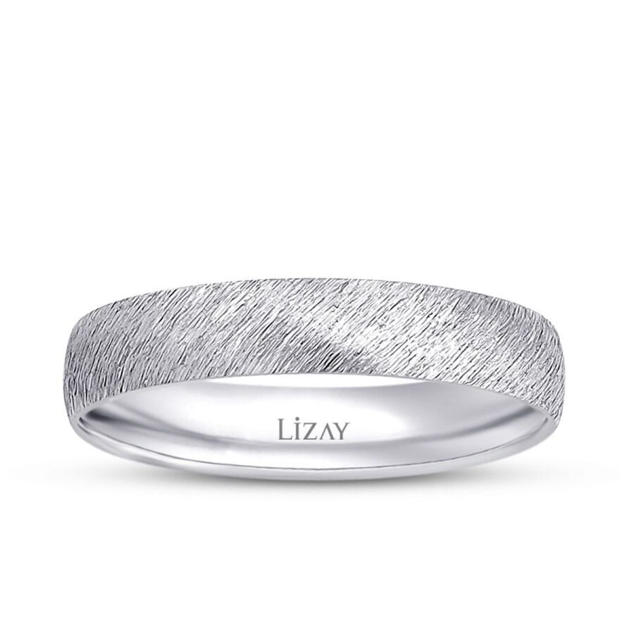 White Gold Textured Wedding Band