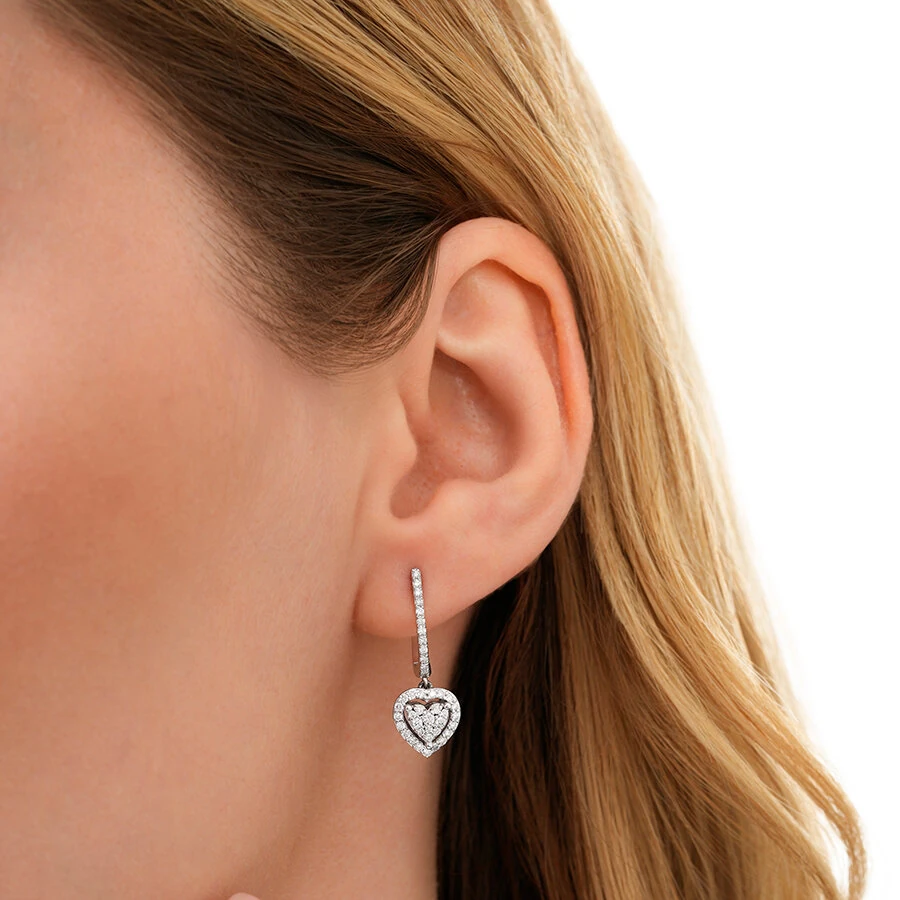0.58 Carat Diamond Heart Earrings