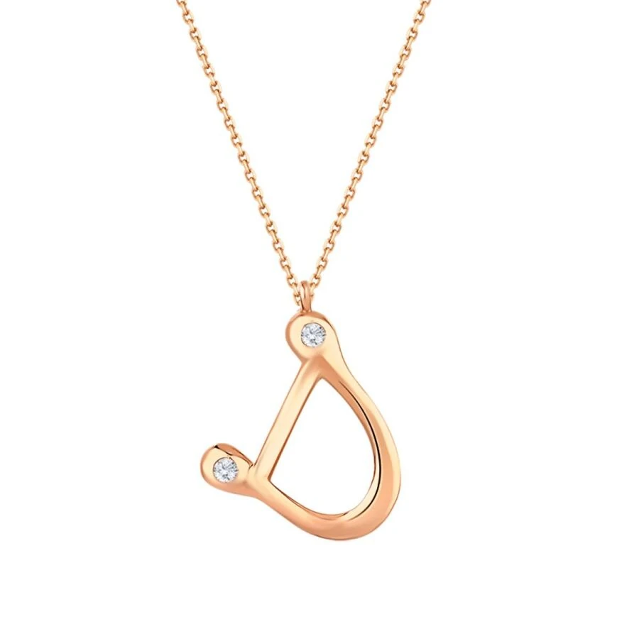 0.04 Carat Diamond Letter D  Necklace