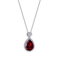 1.15 Carat Diamond Pear Ruby Necklace