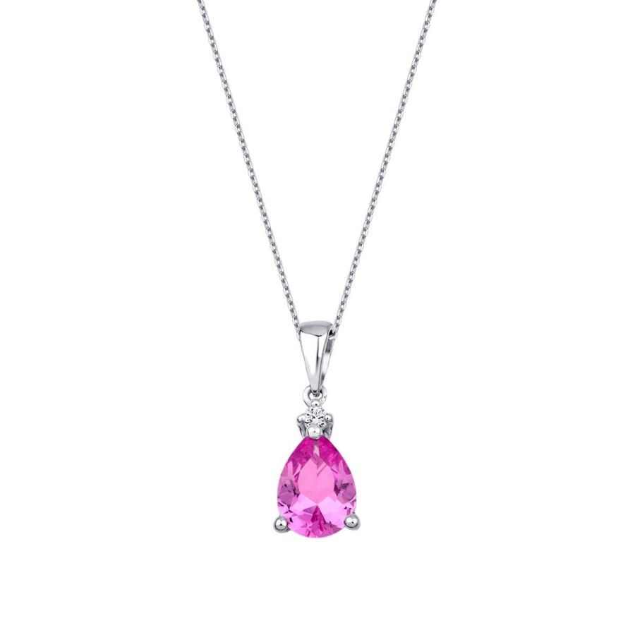 2.08 Carat Diamond Pink Sapphire Necklace